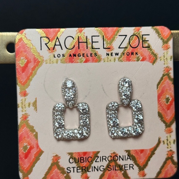 Rachel Zoe Silver Geometric Pavé Earrings - Picture 11 of 14